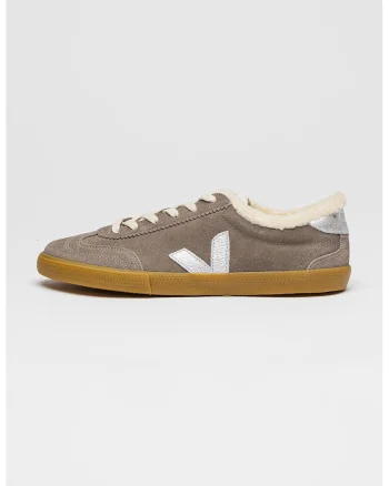 Pantofi sport low-cut din piele intoarsa, Gri cenusiu/Gri inchis