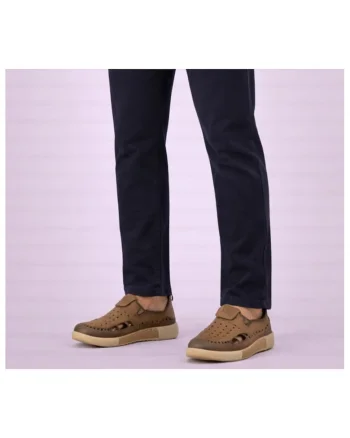 Pantofi casual, barbati,  A93230 kaki, piele nabuc, Kaki