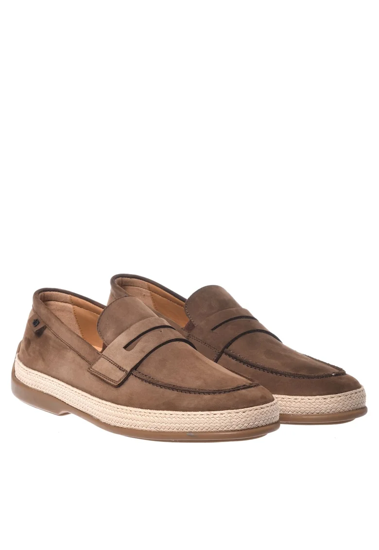 Pantofi loafer de piele nabuc, Maro