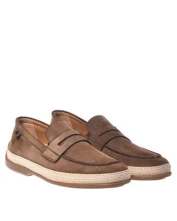 Pantofi loafer de piele nabuc, Maro