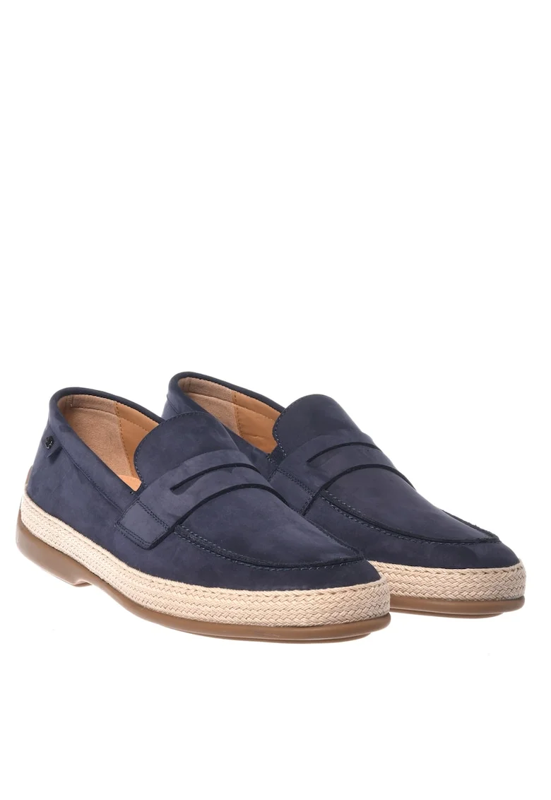 Pantofi loafer de piele nabuc, Albastru