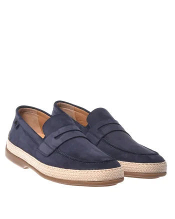 Pantofi loafer de piele nabuc, Albastru
