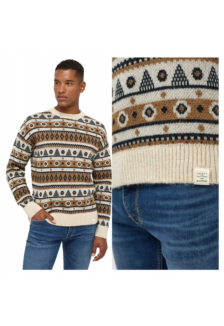 Pulover Barbati,  Emil C Norway, Regular Fit, Fara Inchidere, Decolteu Rotund, Maneci Lungi, Fara Buzunare, Bumbac, 2XL INTL, Maro