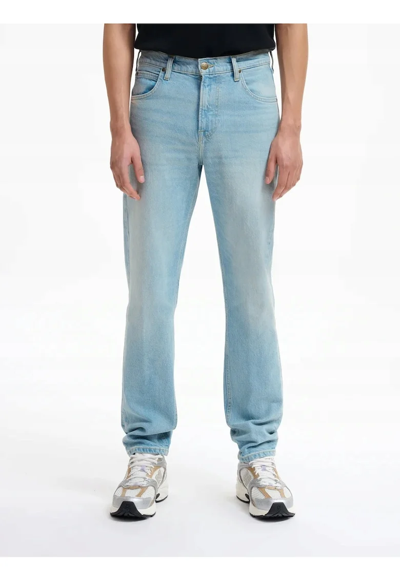 Blugi Barbati,  Austin, Slim Fit, Talie Medie, 5 Buzunare, Fermoar, Lungi, Bumbac, W38-L34 US, Albastru