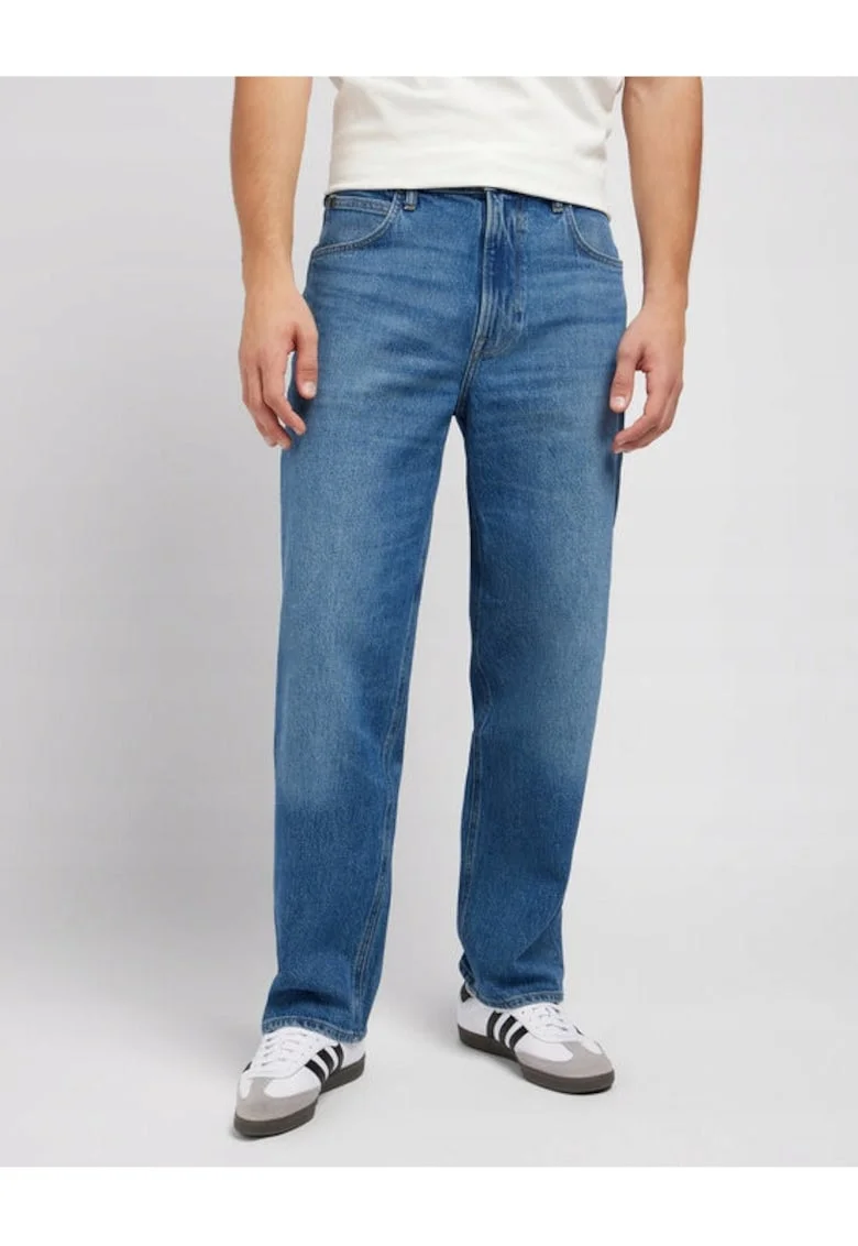 Blugi Barbati,  Asher, Loose Fit, Talie Inalta, 5 Buzunare, Fermoar, Lungi, Bumbac, W36-L32 US, Albastru