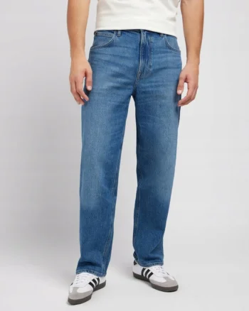 Blugi Barbati,  Asher, Loose Fit, Talie Inalta, 5 Buzunare, Fermoar, Lungi, Bumbac, W36-L32 US, Albastru
