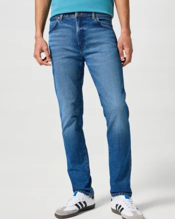 Blugi Barbati,  Larston, Slim Fit, Talie Medie, 5 Buzunare, Fermoar, Lungi, Bumbac, W30-L34 US, Albastru