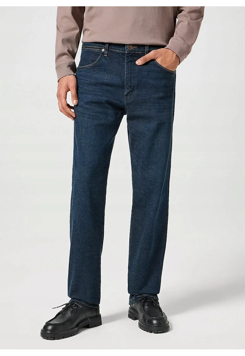Blugi Barbati,  Frontier, Straight Fit, Talie Medie, 5 Buzunare, Fermoar, Lungi, Bumbac, W31-L34 US, Albastru