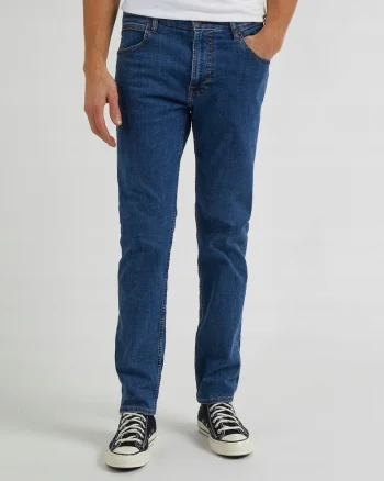 Blugi Barbati,  Rider, Slim Fit, Talie Medie, 5 Buzunare, Fermoar, Lungi, Bumbac, W30-L34 US, Albastru