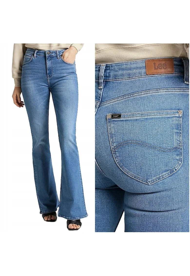 Blugi Dama,  Breese, Bootcut, Talie Inalta, 5 Buzunare, Fermoar, Lungi, Bumbac, W27-L31 US, Albastru