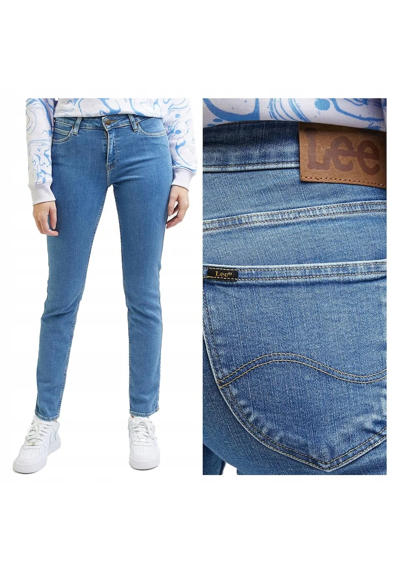 Blugi Dama,  Elly, Straight Fit, Talie Medie, 5 Buzunare, Fermoar, Lungi, Bumbac, W28-L31 US, Albastru