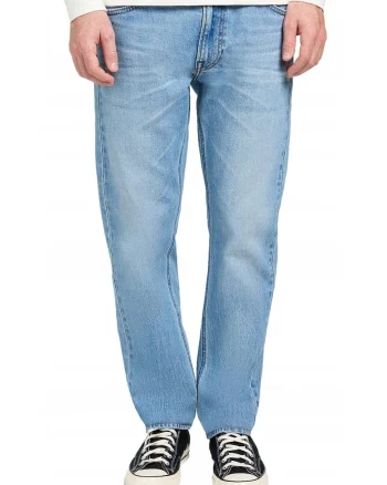 Blugi Barbati,  Daren Zip Fly, Slim Fit, Talie Medie, 5 Buzunare, Fermoar, Lungi, Bumbac, Albastru, Albastru