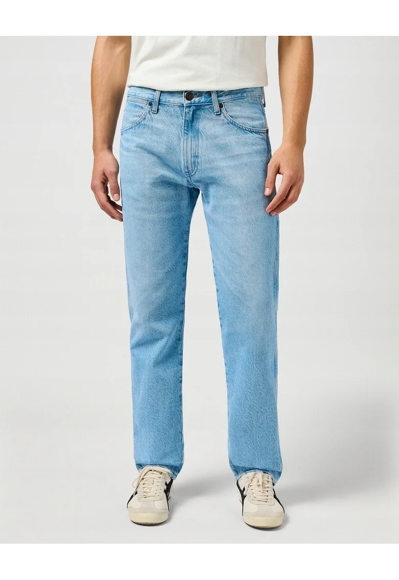 Blugi Barbati,  Frontier, Straight Fit, Talie Medie, 5 Buzunare, Fermoar, Lungi, Bumbac, Albastru, Albastru