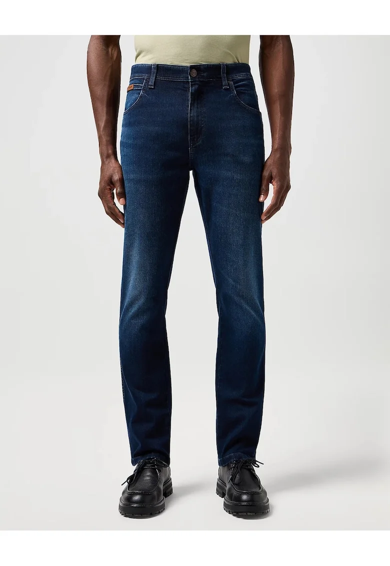 Blugi Barbati,  Texas Slim Jeans, Slim Fit, Talie Medie, 5 Buzunare, Fermoar, Lungi, Bumbac, Albastru, Albastru