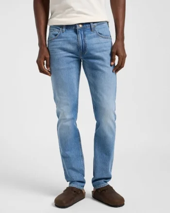 Blugi Barbati,  Luke, Slim Fit, Talie Medie, 5 Buzunare, Fermoar, Lungi, Bumbac, W32-L34 US, Albastru
