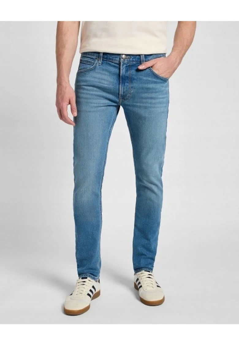 Blugi Barbati,  Luke, Slim Fit, Talie Medie, 5 Buzunare, Fermoar, Lungi, Bumbac, W30-L34 US, Albastru