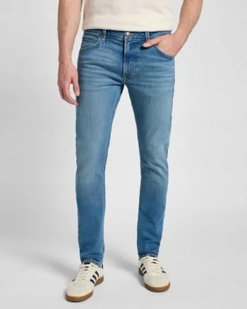 Blugi Barbati,  Luke, Slim Fit, Talie Medie, 5 Buzunare, Fermoar, Lungi, Bumbac, W30-L34 US, Albastru