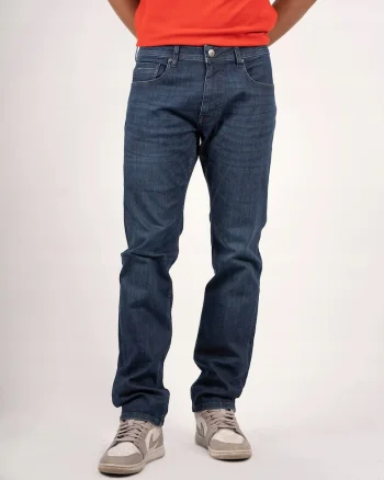 Blugi Barbati,  Felix Super, Straight Fit, Talie Medie, 5 Buzunare, Fermoar, Lungi, Bumbac, Albastru, Albastru
