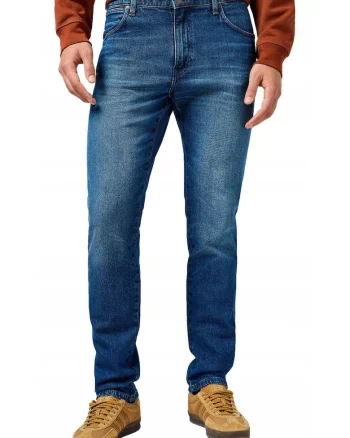 Blugi Barbati,  River, Slim Fit, Talie Medie, 5 Buzunare, Fermoar, Lungi, Bumbac, W33-L34 US, Albastru