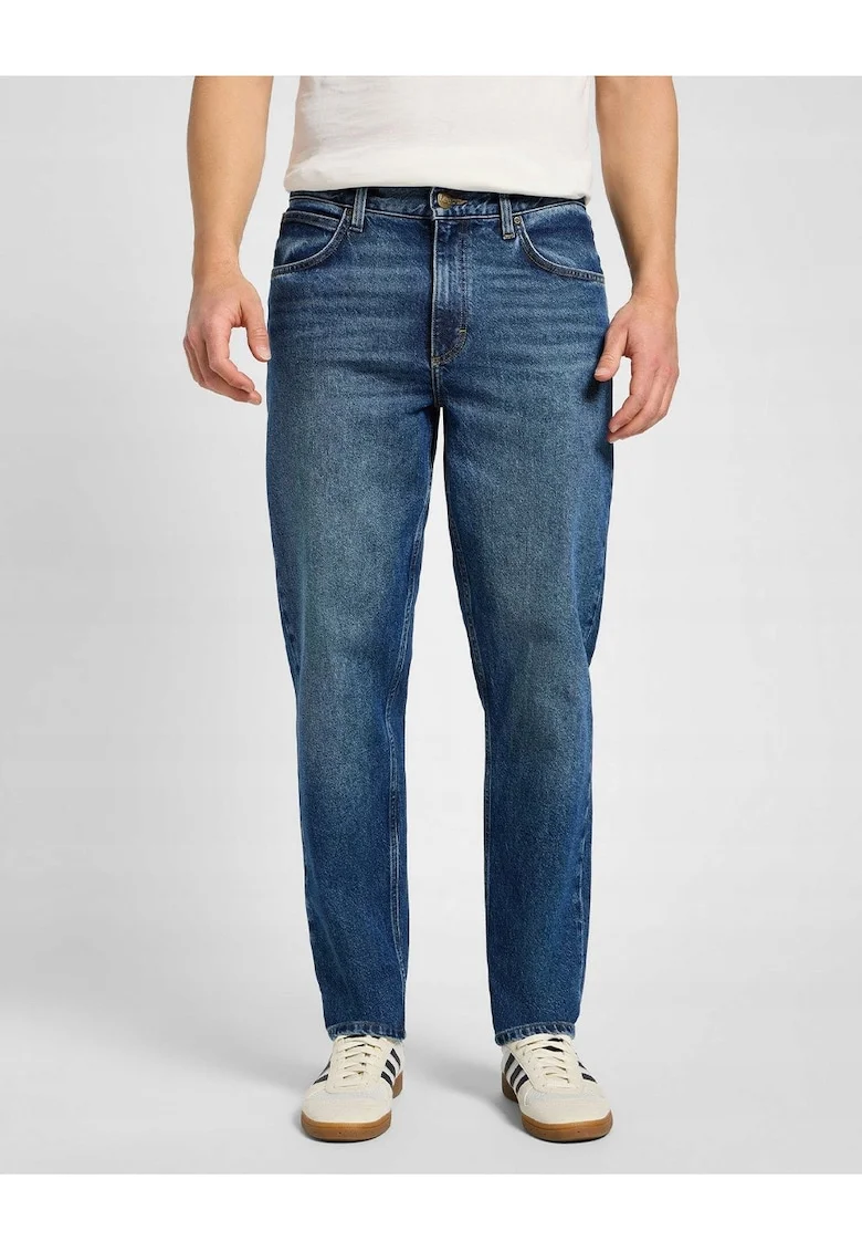 Blugi Barbati,  Oscar, Slim Fit, Talie Medie, 5 Buzunare, Fermoar, Lungi, Bumbac, W32-L34 US, Albastru