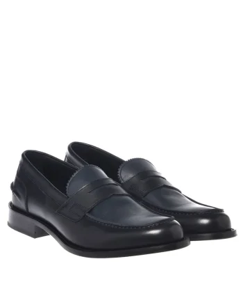 Pantofi loafer de piele cu varf rotund, Albastru