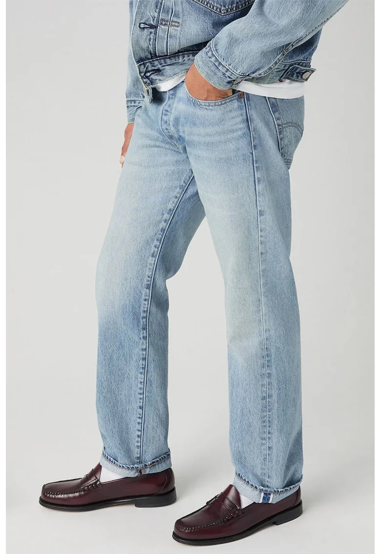 Blugi relaxed fit cu talie medie, Albastru deschis