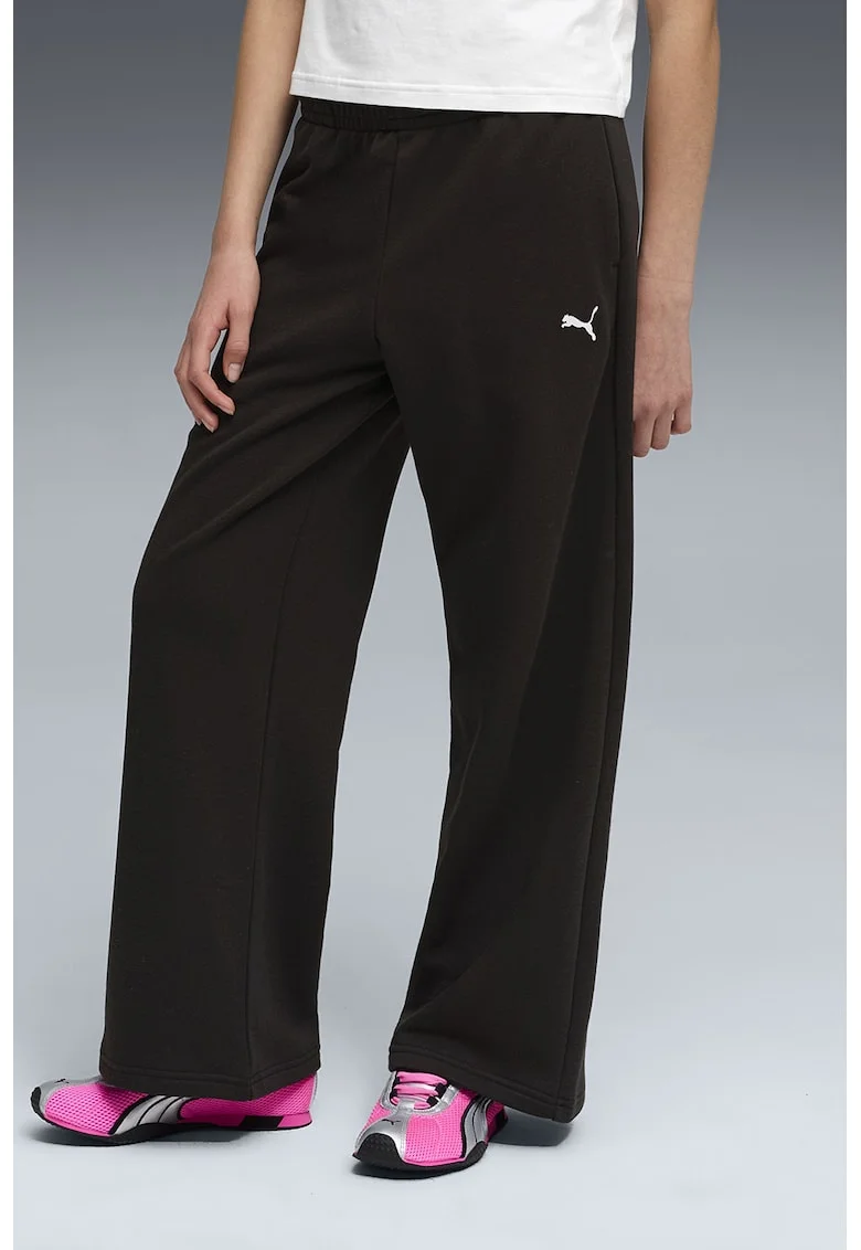 Pantaloni de trening ampli cu snur in talie, Negru