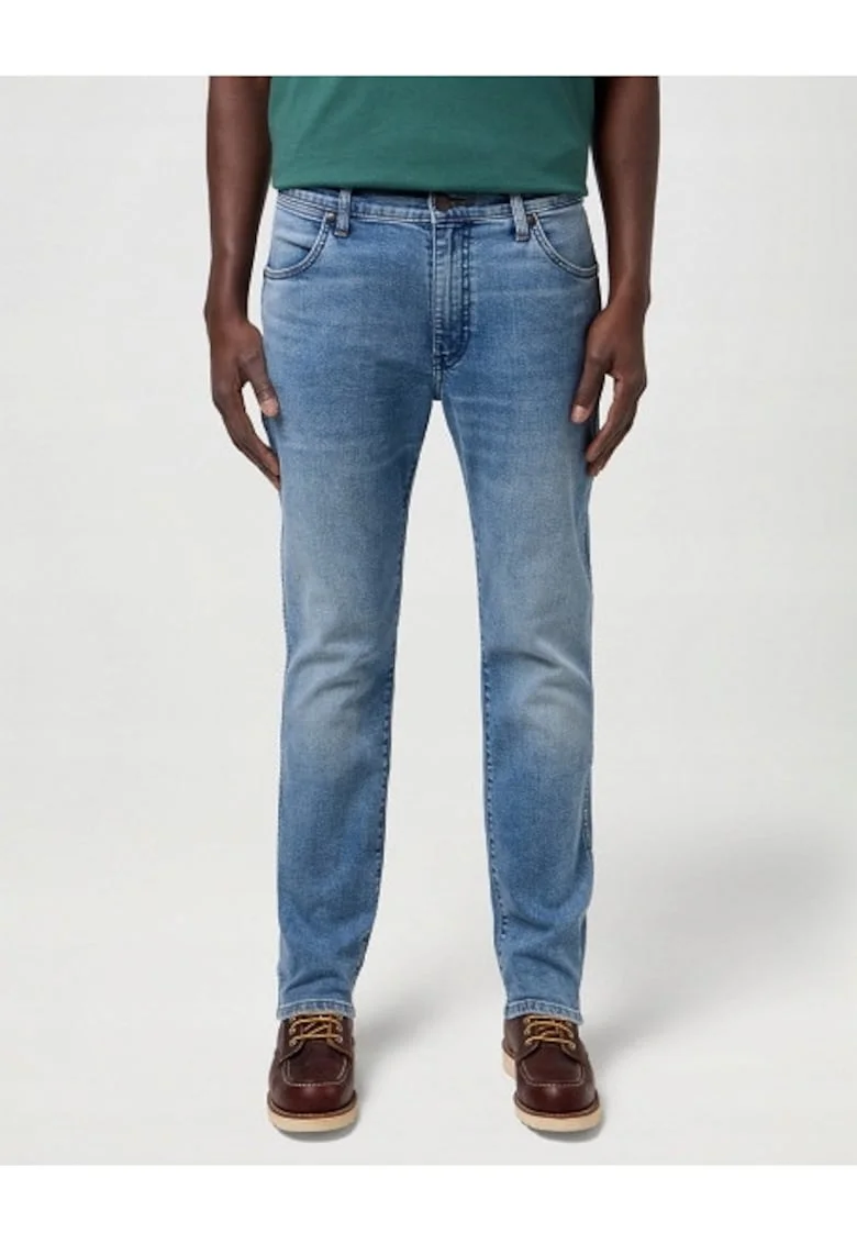 Blugi Barbati,  Larston, Slim Fit, Talie Joasa, 5 Buzunare, Fermoar, Lungi, Bumbac, W30-L34 US, Albastru