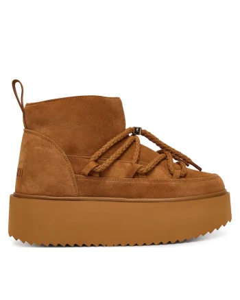 Ghete dama  Amber, piele naturala, platforma joasa, culoare maro