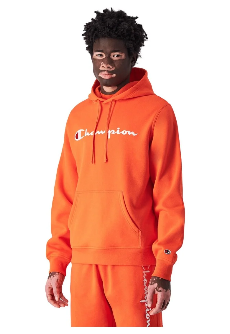 Hanorac barbati  portocaliu, fleece, gluga fixa