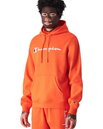 Hanorac barbati  portocaliu, fleece, gluga fixa