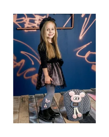 Dresuri copii vascoza cu model si cu aplicatii jucause  Mirabelle 50 den, Grafit inchis