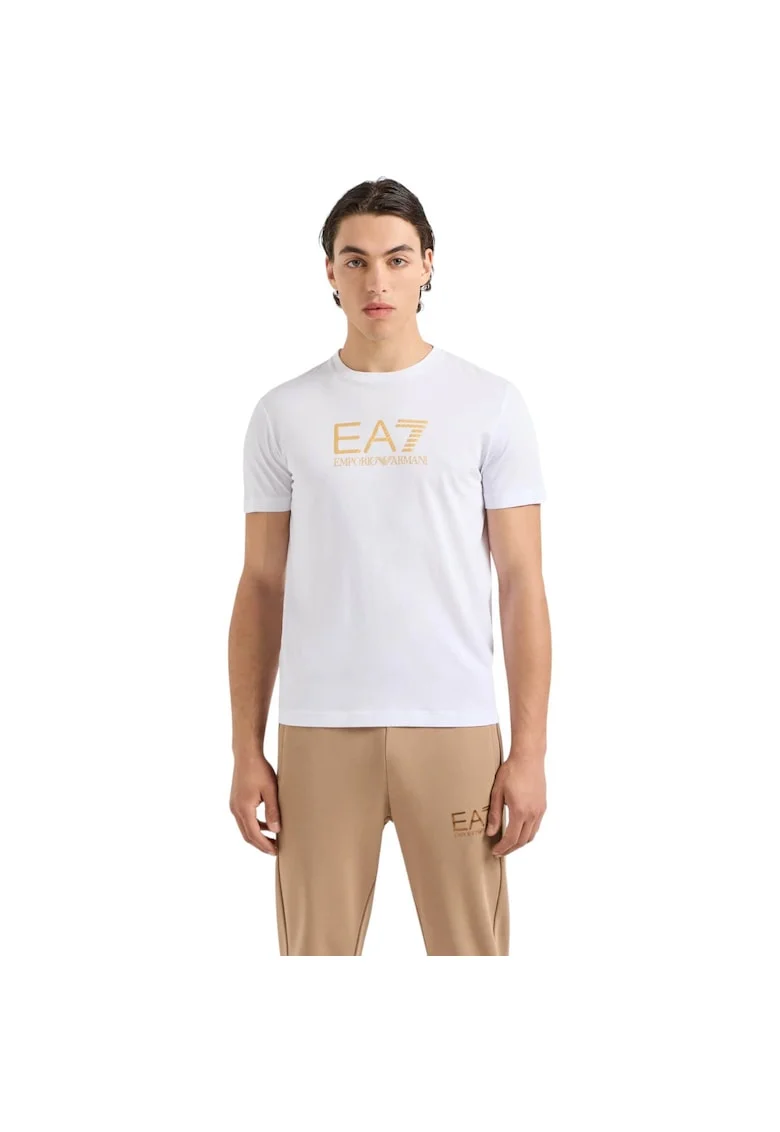 Tricou  EA7 Gold Label, AF10170-7M000007-U0002 35259, Alb/Auriu