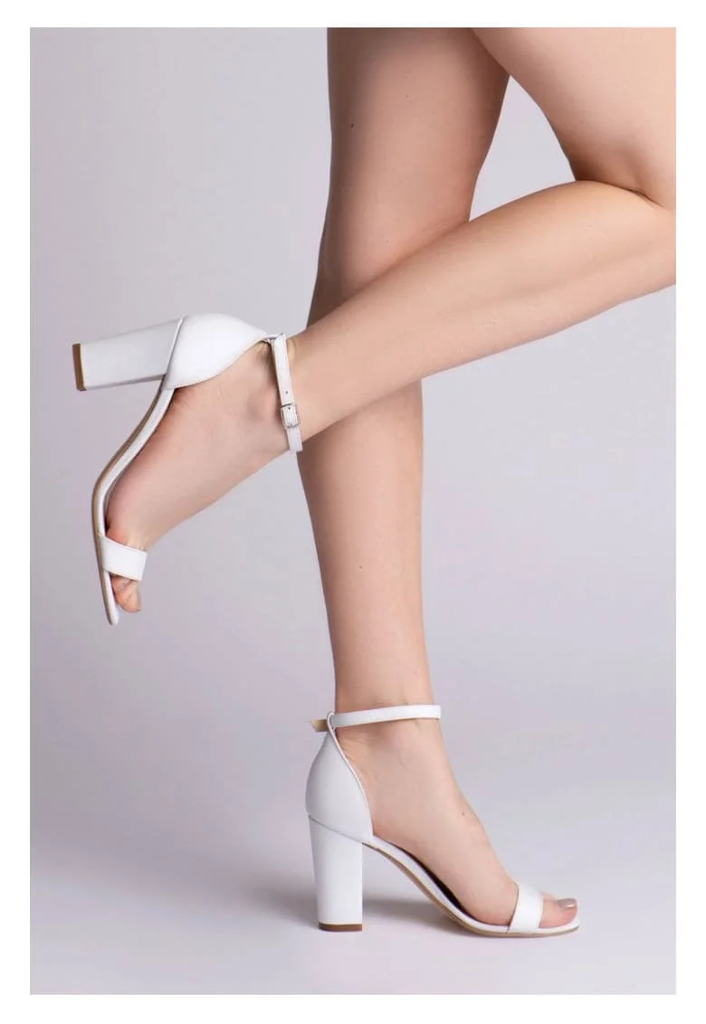 Sandale mireasa piele naturala Alb Simple