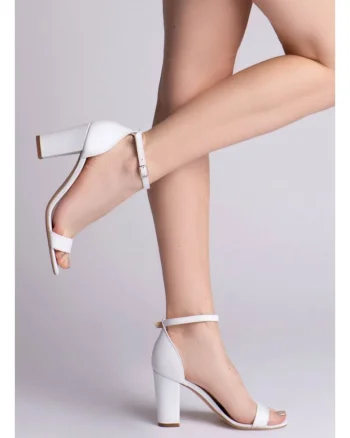 Sandale mireasa piele naturala Alb Simple