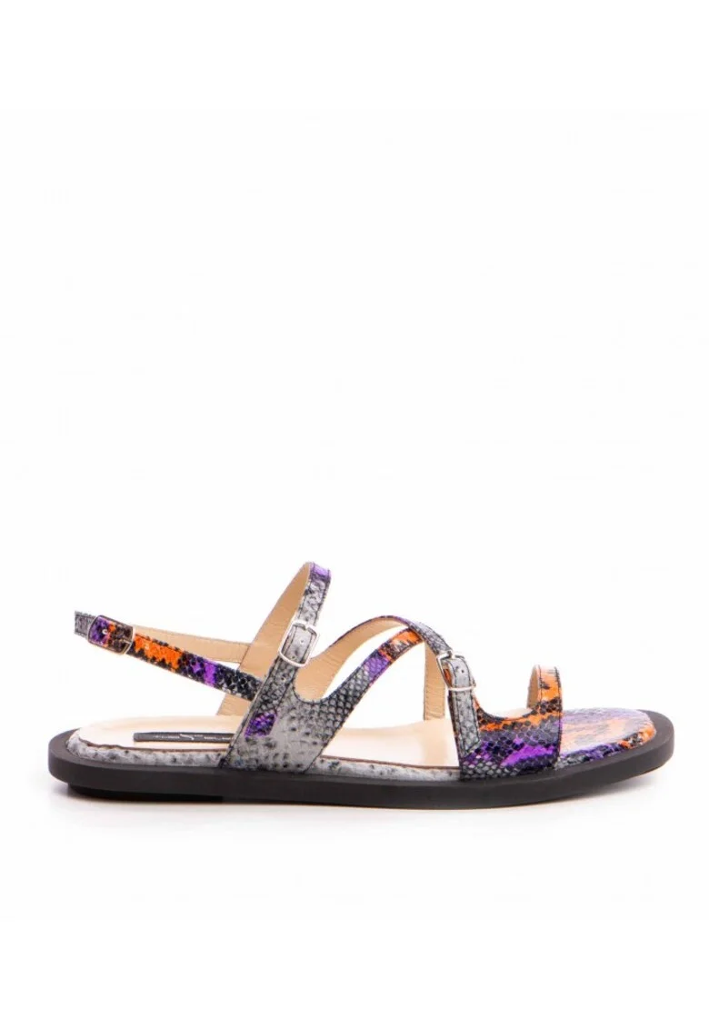 Sandale dama piele fara toc Multicolor Bari