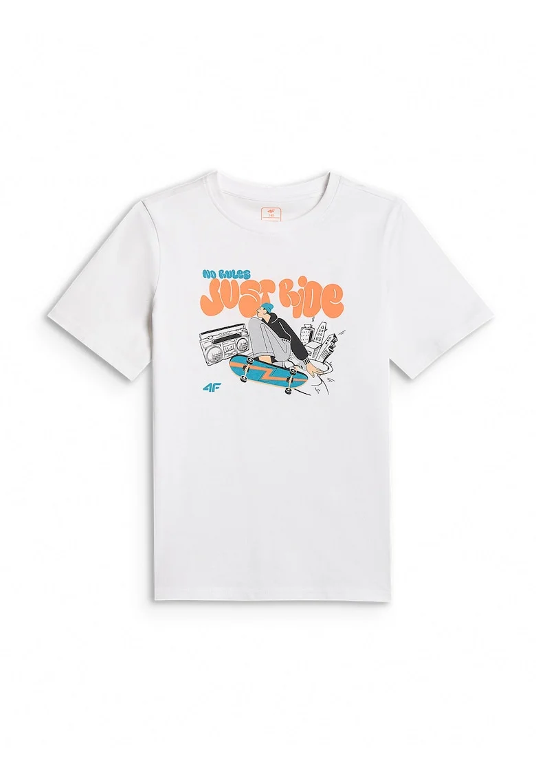 Tricou sport  baieti, regular, alb, bumbac, confortabil