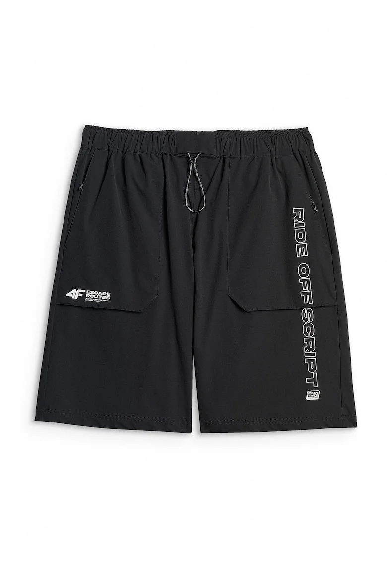 Pantaloni scurti sport barbati  elastici, ajustare talie, negru,