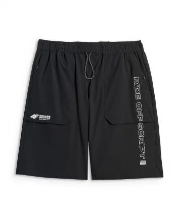 Pantaloni scurti sport barbati  elastici, ajustare talie, negru,