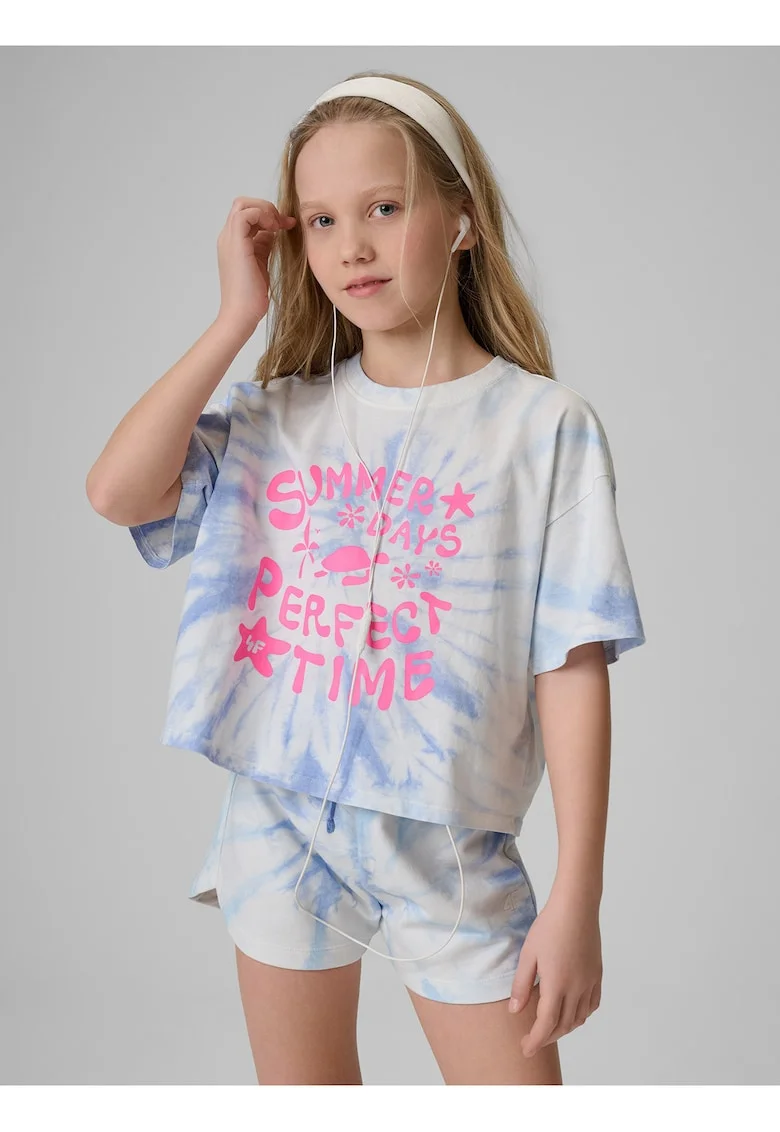 Tricou sport  pentru fete, imprimeu tie-dye, multicolor, bumbac