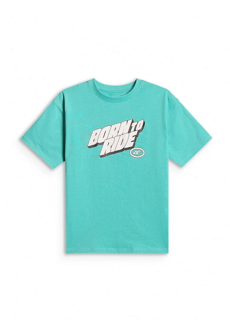 Tricou sport  baieti, croiala regular, imprimeu tie-dye, verde menta/alb, bumbac