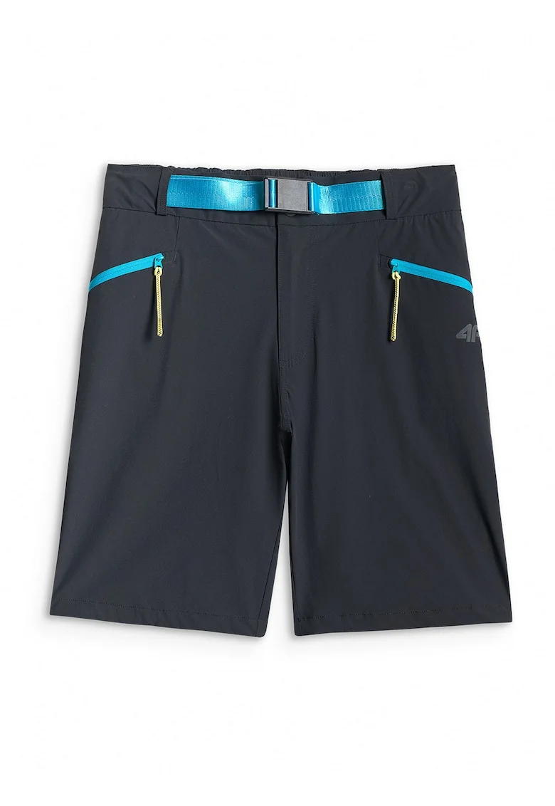 Pantaloni scurti trekking  uscare rapida, talie inalta, negru