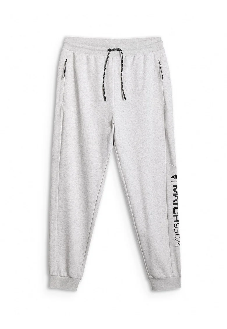 Pantaloni sport barbati,  jogger, gri, material mai gros, 2 buzunare cu fermoar