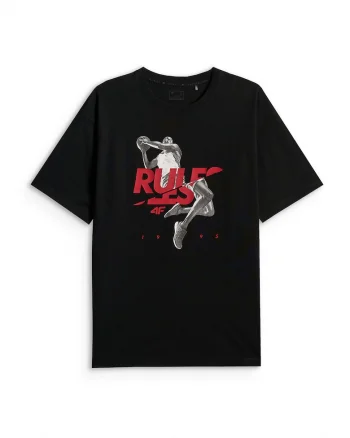 Tricou sport  lejer, imprimeu, negru,