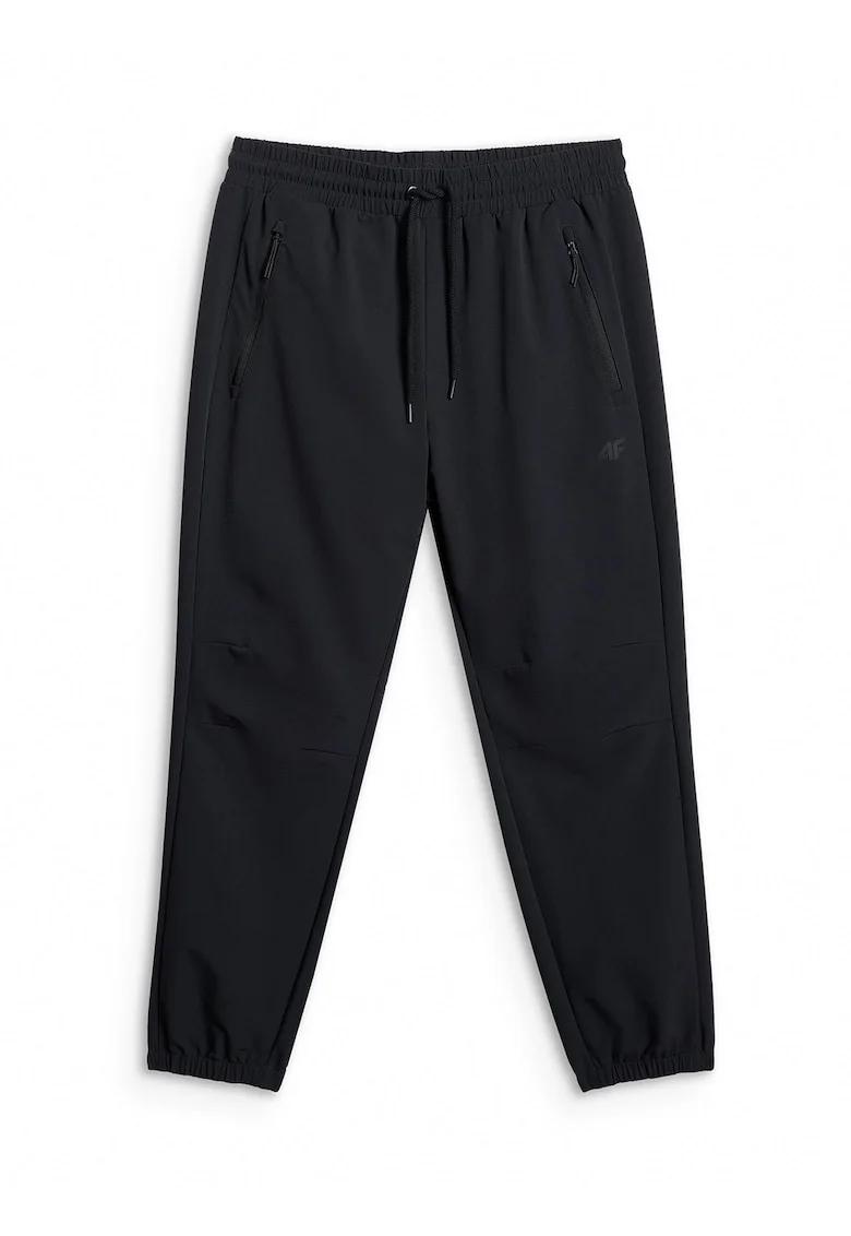 Pantaloni sport barbati,  casual, cu buzunare cu fermoar, negru, tesatura durabila