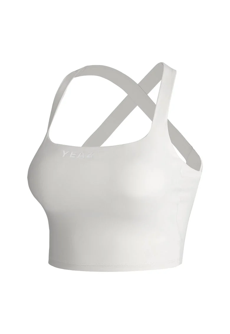 Top crop cu logo, Alb