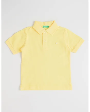 Tricou polo din bumbac pique cu logo, Galben sofran