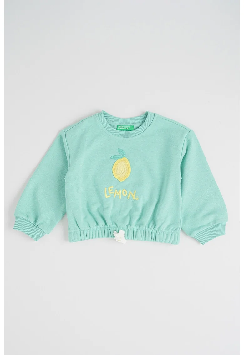 Bluza de trening din amestec de bumbac cu terminatie elastica, Galben/Verde menta