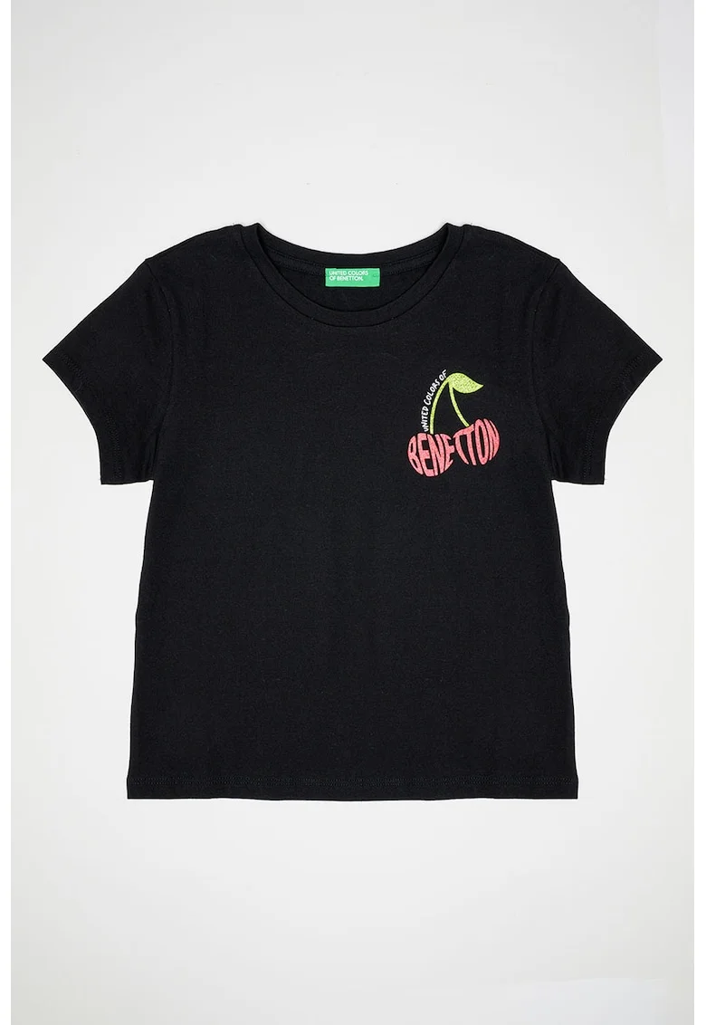 Tricou regular fit cu imprimeu stralucitor, Negru