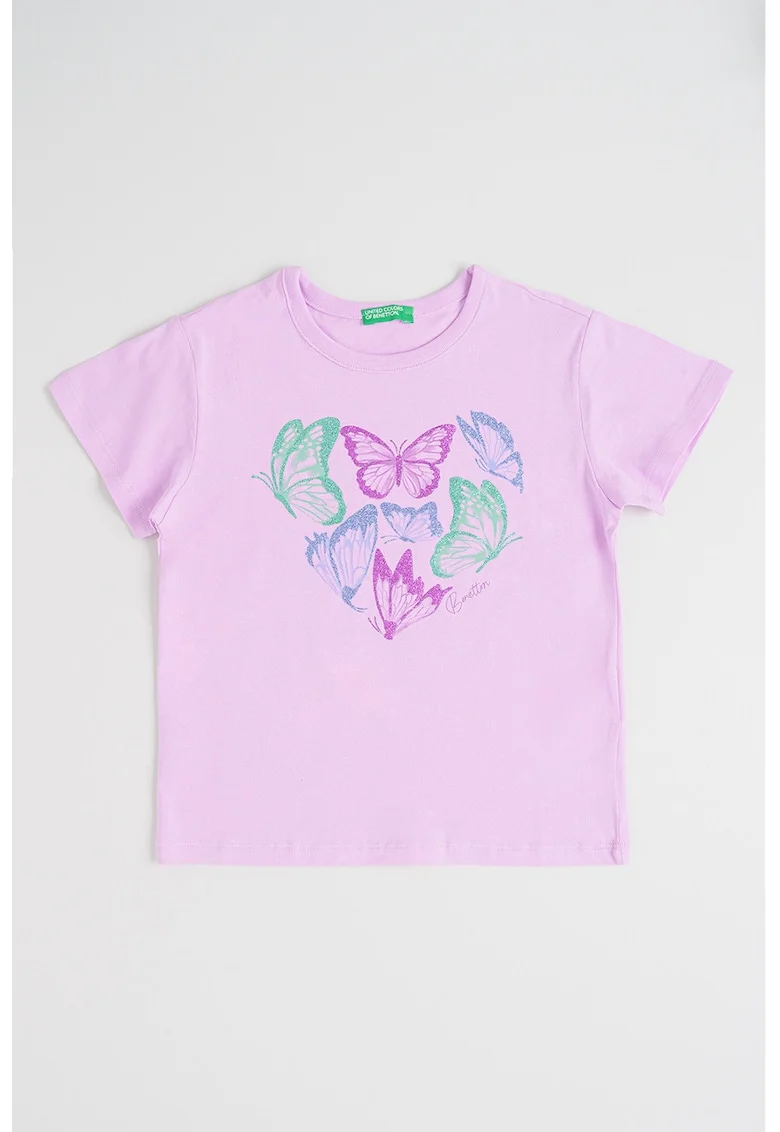 Tricou din bumbac cu imprimeu, Verde/Lila/Albastru